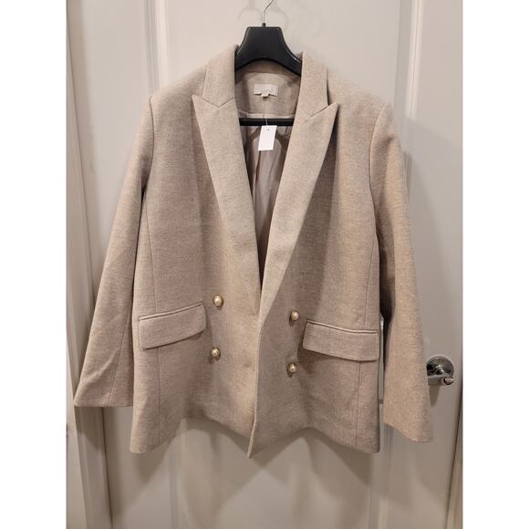 LOFT Brushed Herringbone Double Breasted Blazer - Picture 7 of 10